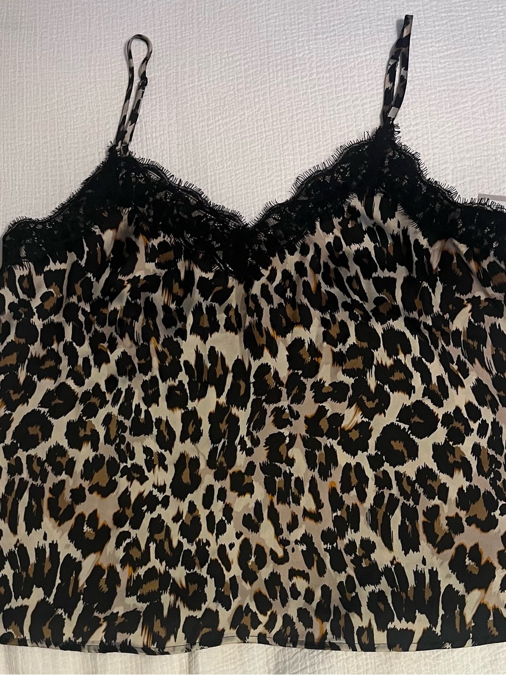 bp Nordstrom Leopard Print Lace Trim Camisole in Black and Brown NWT